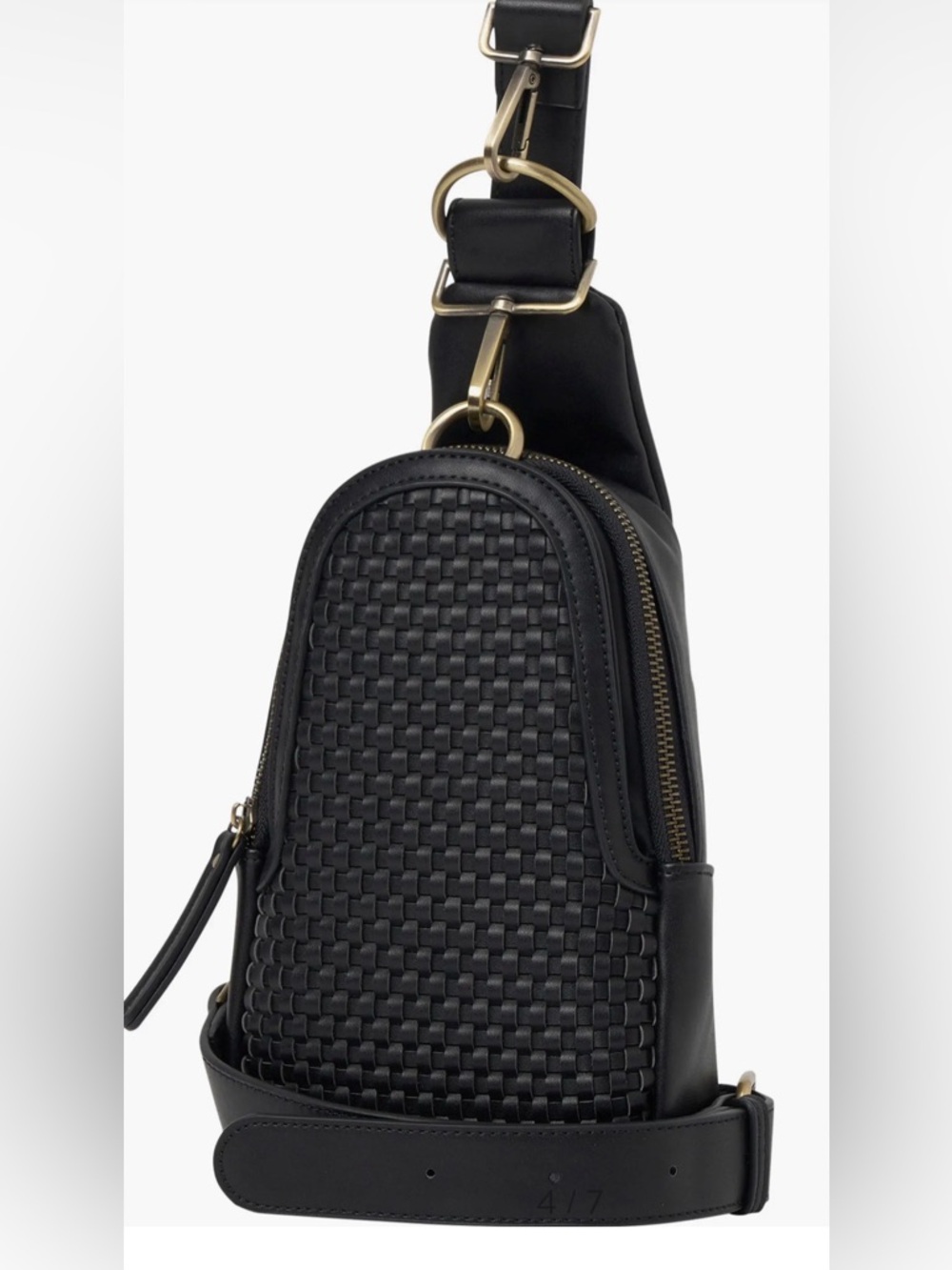 NWT Urban Originals Liberty Woven Vegan Leather Crossbody In Black - Picture 3 of 9